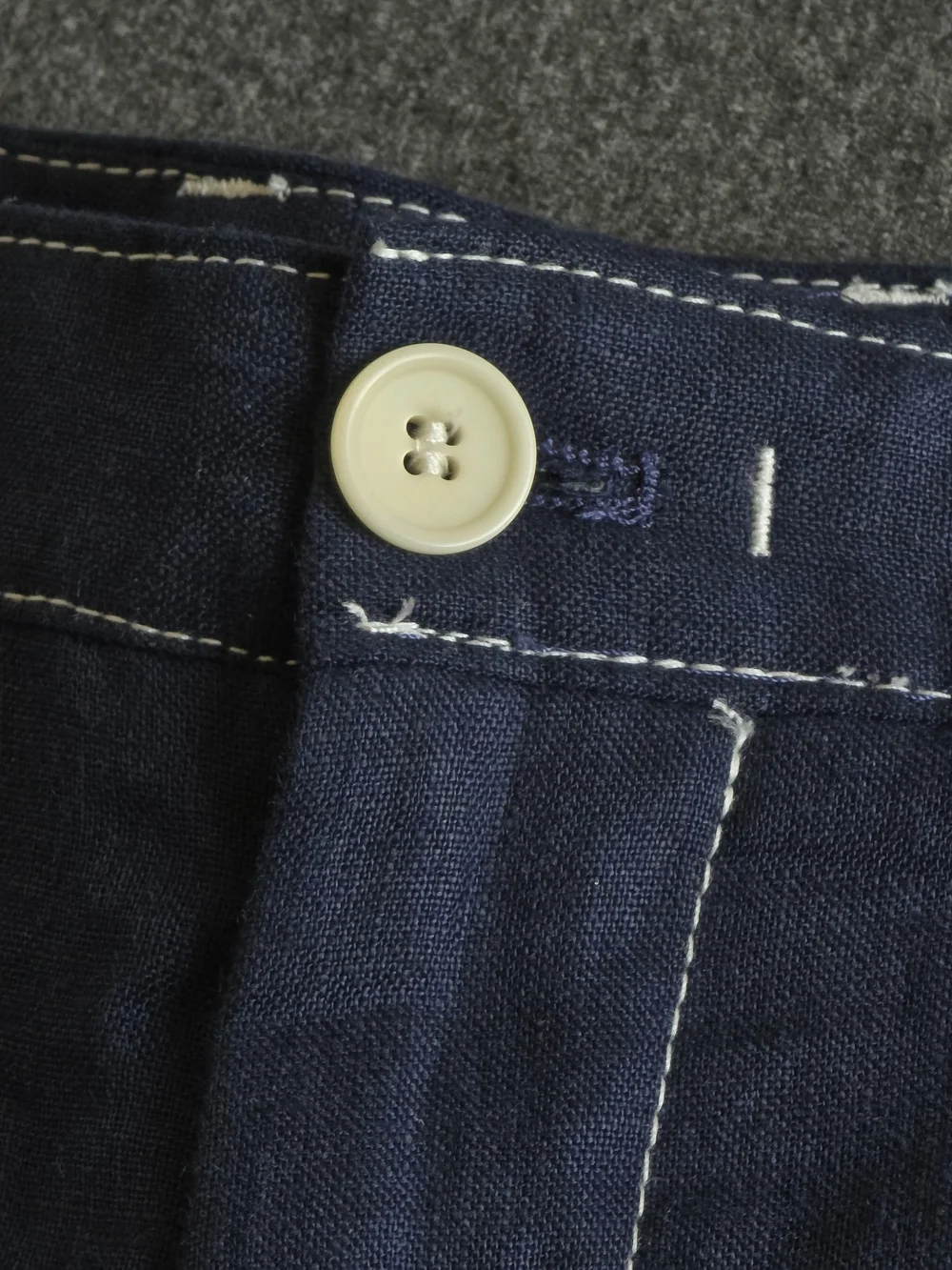 Zara Contrast Stitch 100% Linen Pants Men's Size 32 Navy